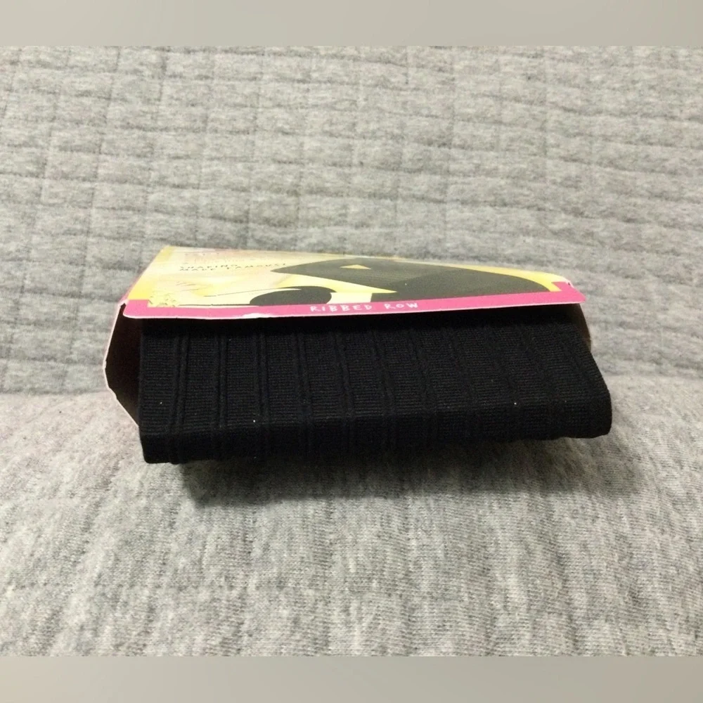 Lot of 2 Star Power by Spanx Black Ribbed Row Patterned Shaping Tights